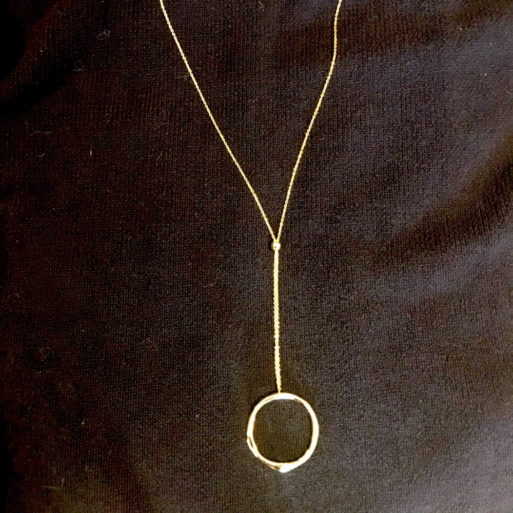 Blue Ruby Long Adjustable Gold Necklace.